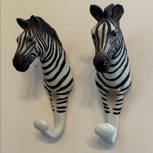 Zebra Head Wall Hooks - Black and White